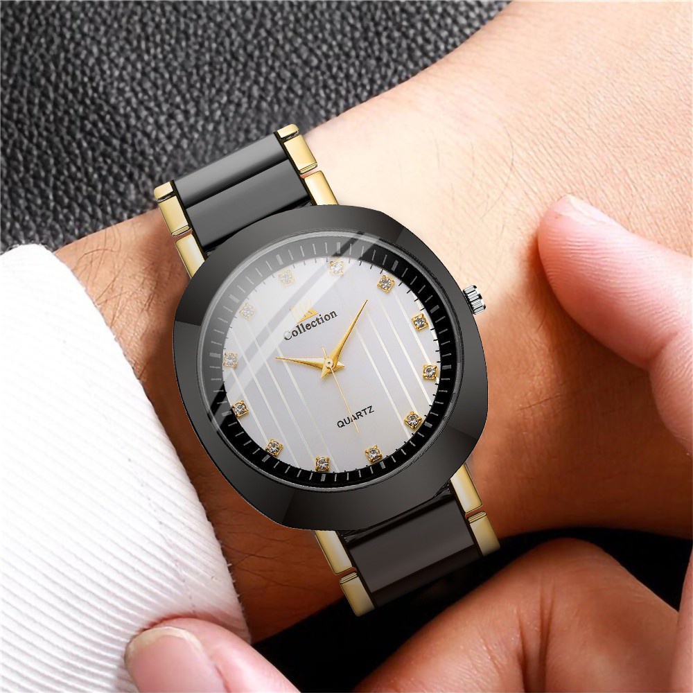 Luxury Rhinestone Men Business Watch Male Fashion Stainless Steel Belt Quartz Watches