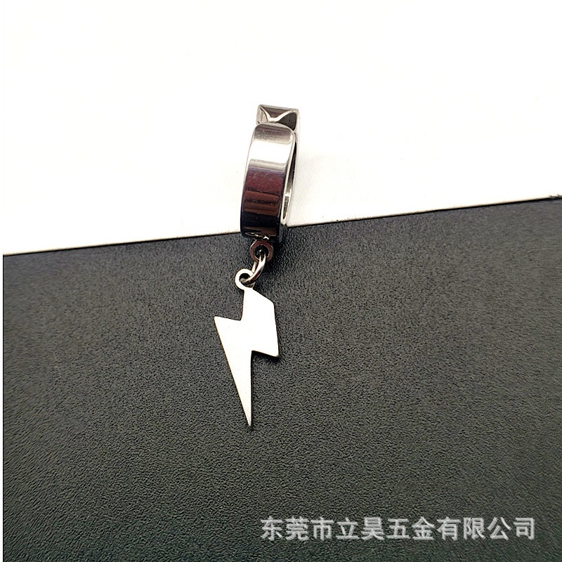 1 mảnh Hợp thời trang Thép Titanium Hợp thời trang Khoá Tai Kẹp Tai Nam Bông Tai Huyền Thoại Tia Chớp Không Có Lỗ Xỏ Tai Kẹp Tai Đeo Tai Nghe Dễ Đeo