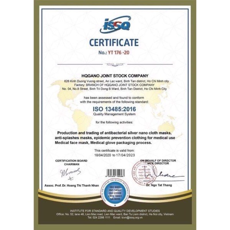 Khẩu trang y tế 4 lớp kháng khuẩn HQGANO (Gói 6 cái)