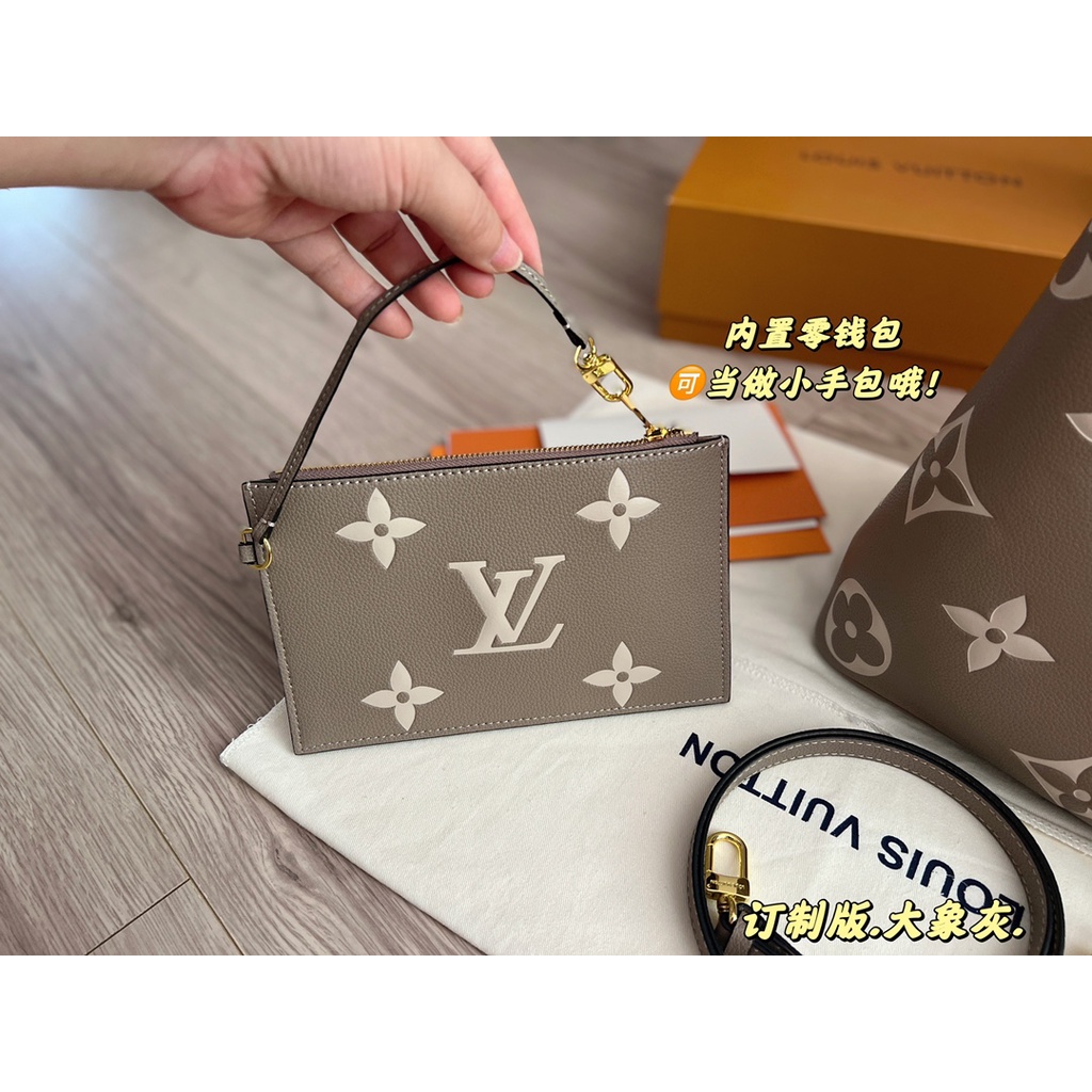 Túi xách nữ da thật Louis Vuitton LV hoạ tiết thương hiệu thời thượng, có túi mini đi kèm