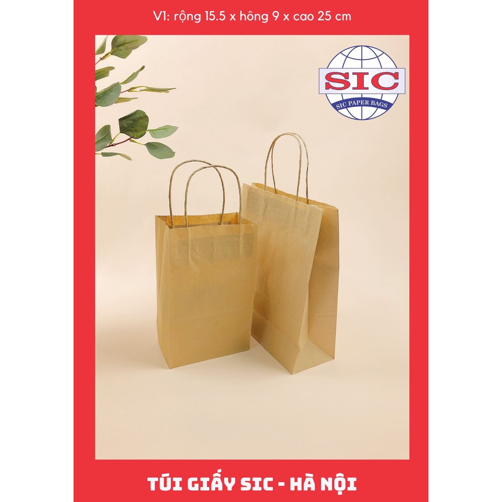 [SET 10 CHIẾC] TÚI GIẤY KRAFT V1: 15.5x9x25 CÓ QUAI ( ẢNH THẬT)