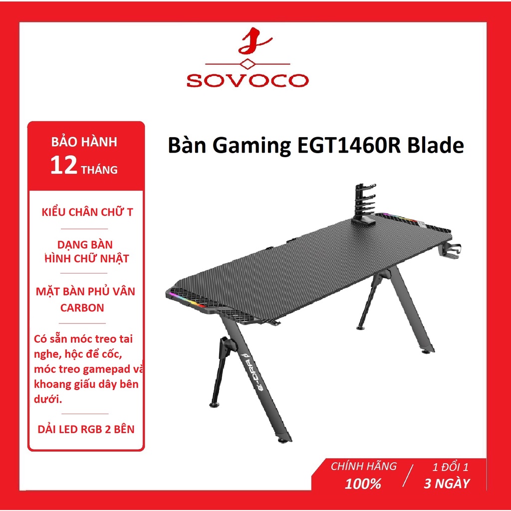Bàn chơi game E-DRA EGT1460R - Blade, bàn gaming chính hãng