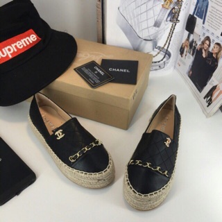 Giày đế cói 3 tầng phối da đính dây xích sz 35-38