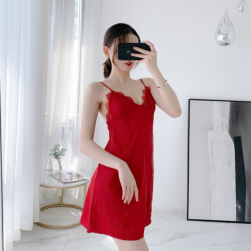 👙👙 Váy ngủ cổ lụa viền ren MD008☀️☀️ | BigBuy360 - bigbuy360.vn