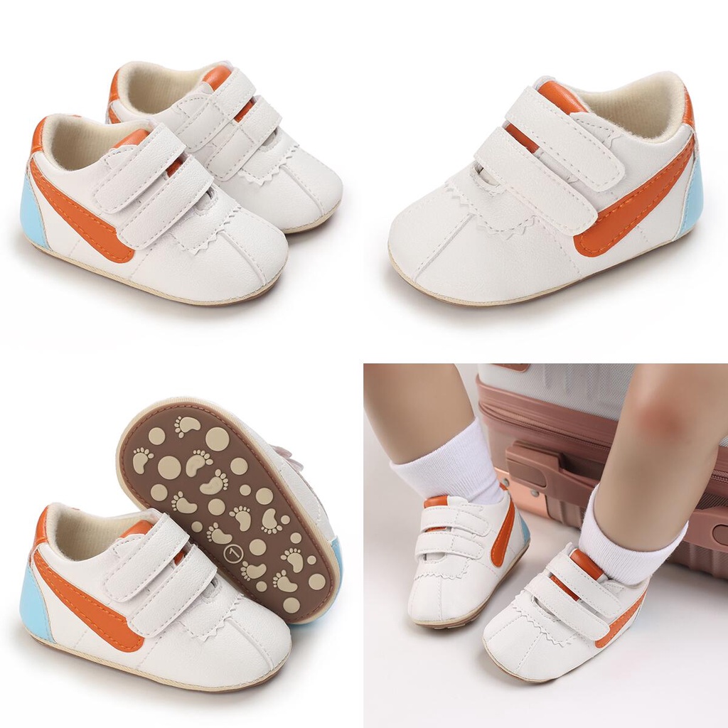 Giày Thể Thao Dây Rút Màu Trắng Thoáng Khí Chống Đá Cho Bé 0-12 Tháng Tuổi Mới
