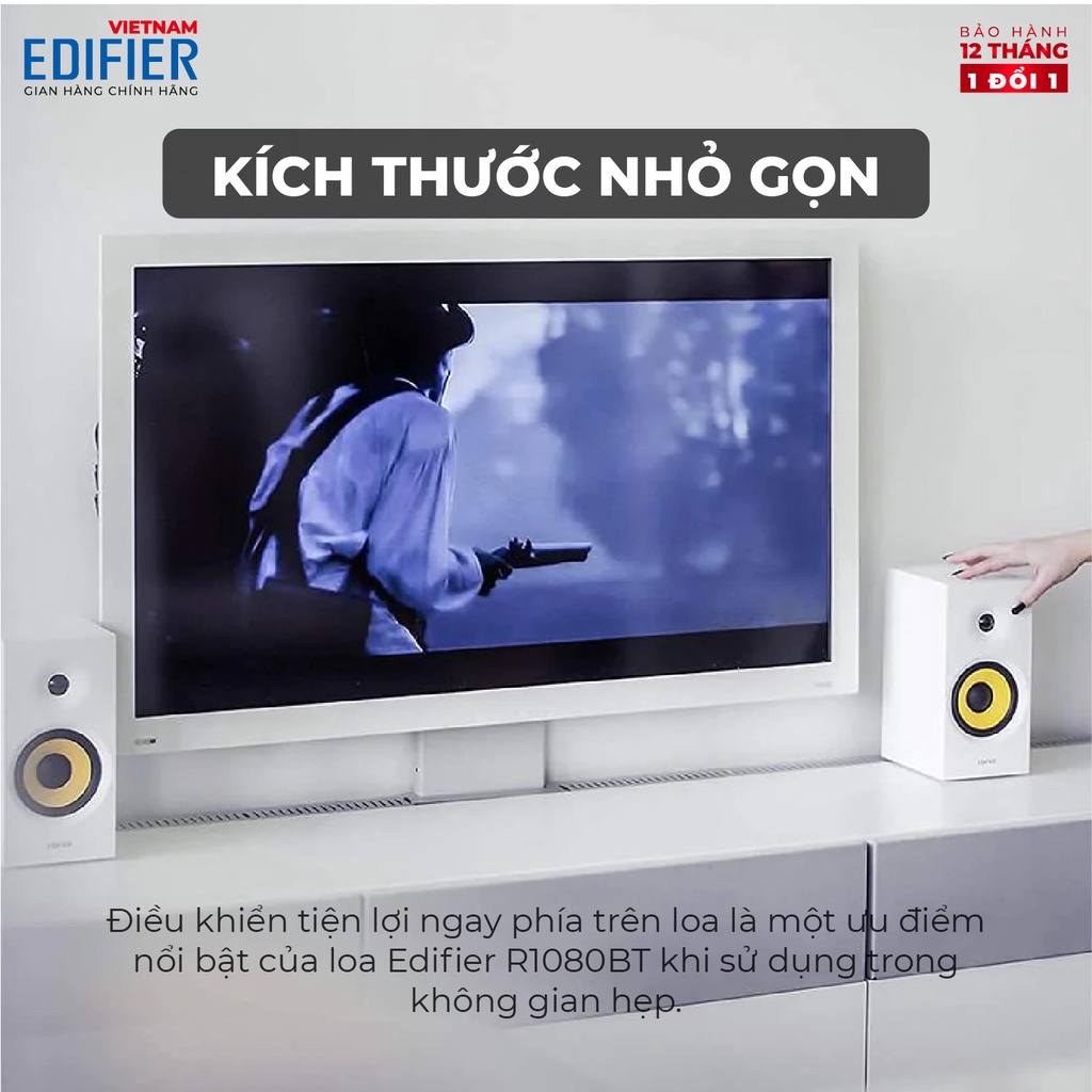 Bộ loa Bluetooth Bookshelf EDIFIER R1080BT Bass 4inch Treble 19mm silk dome - Hàng phân phối chính hãng