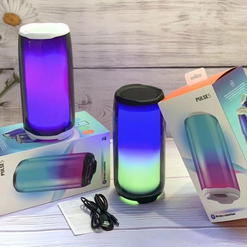 Loa bluetooth PULSE 5 Full Led 360 ĐỘ, Có cổng 3.5 kết nối máy tính, Đèn led theo nhạc - Bảo hành 06 tháng