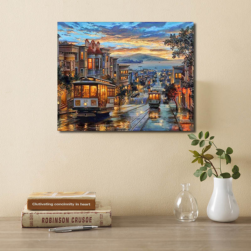 Bộ tranh sơn dầu tự làm cỡ 16&quot;x20&quot; dùng trang trí hiện đại