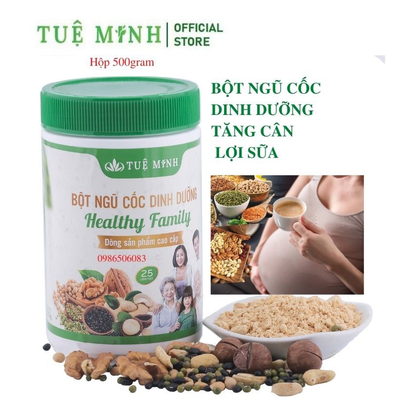 500gram Bột ngũ cốc dinh dưỡng Tuệ Minh, Bột ngũ cốc 25 loại hạt 1 hộp như hình giúp tăng,giảm cân,lợi sữa