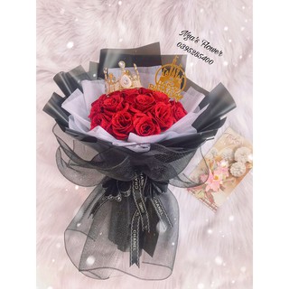 Bó Hoa Nhũ 20 Bông Phối Lưới Đen
