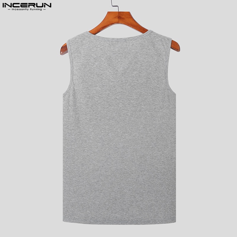 Áo ba lỗ Incerun dệt kim cổ tròn không tay size S-5XL dành cho nam