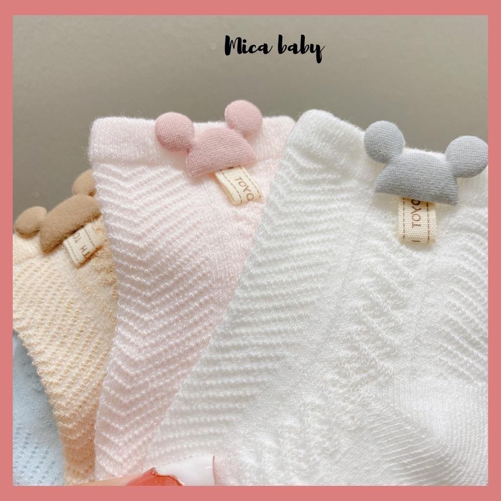 Tất lưới cao cổ gắn hình dễ thương mềm mại thoáng khí cho bé T28 Mica baby