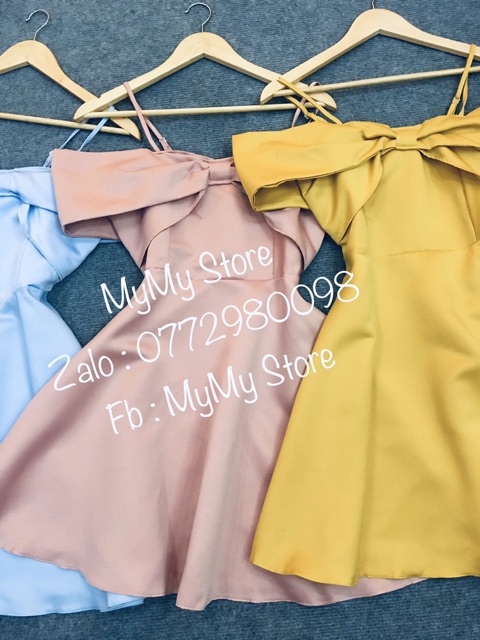 Đầm xoè dự tiệc ngắn trễ vai nơ ngực TRIPBLE T DRESS - size M/L - MS180V