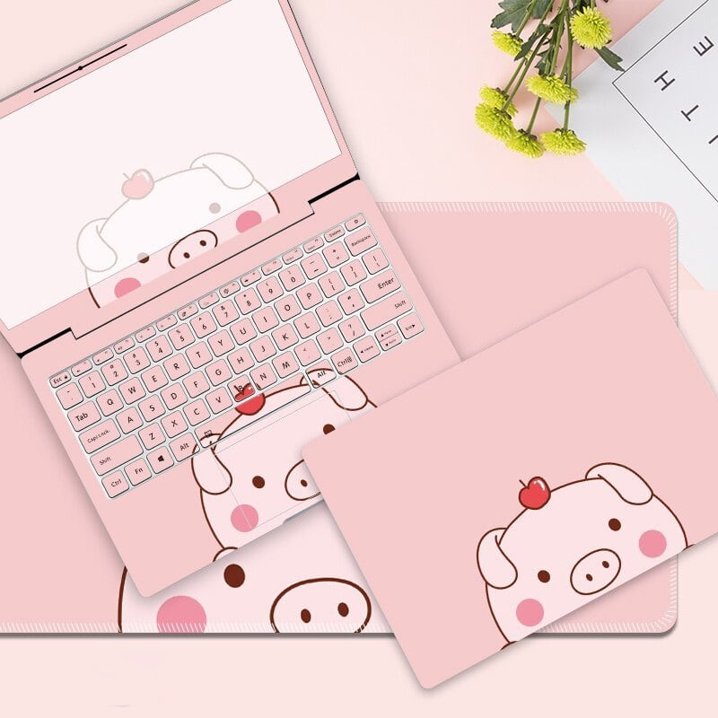 Skin heo cute - combo laptop - điện thoại - airpod.