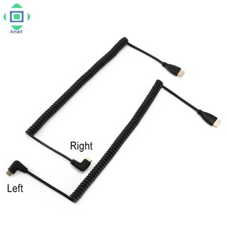 Dây cáp HDMI mini dạng dây xoắn lò xo đầu cong góc phải/góc trái tiện dụng