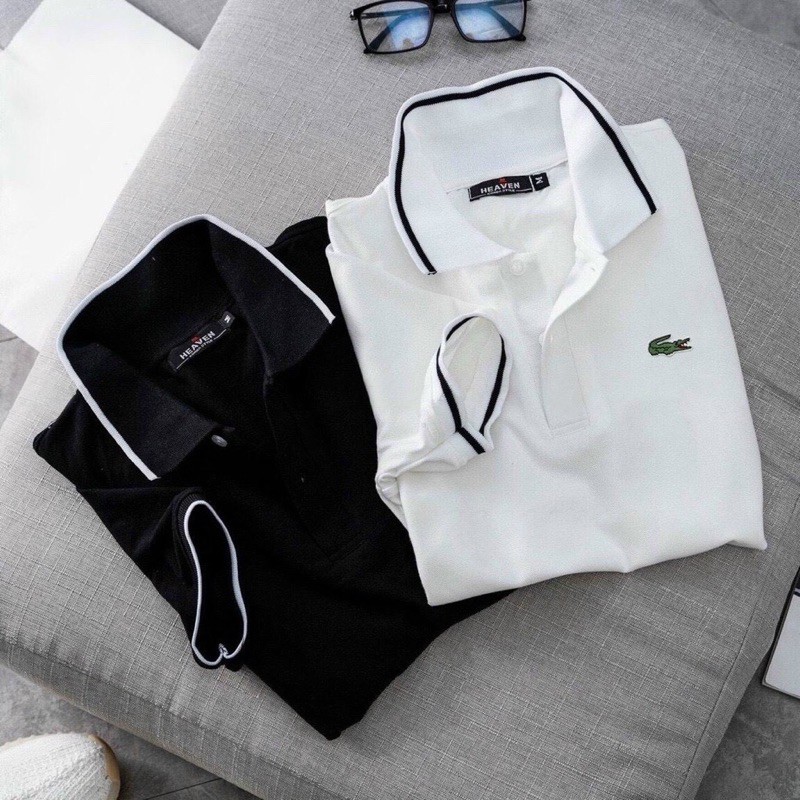 Áo polo nam thun Cá Sấu hai màu trắng đen vải 100% cotton siêu mềm | BigBuy360 - bigbuy360.vn