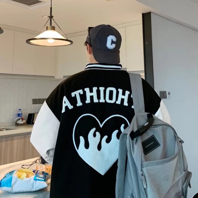 Áo Khoác Bóng Chày Màu Xanh Dương Thêu Chữ Trẻ Trung Thời Trang Xuân Thu Cho Nam