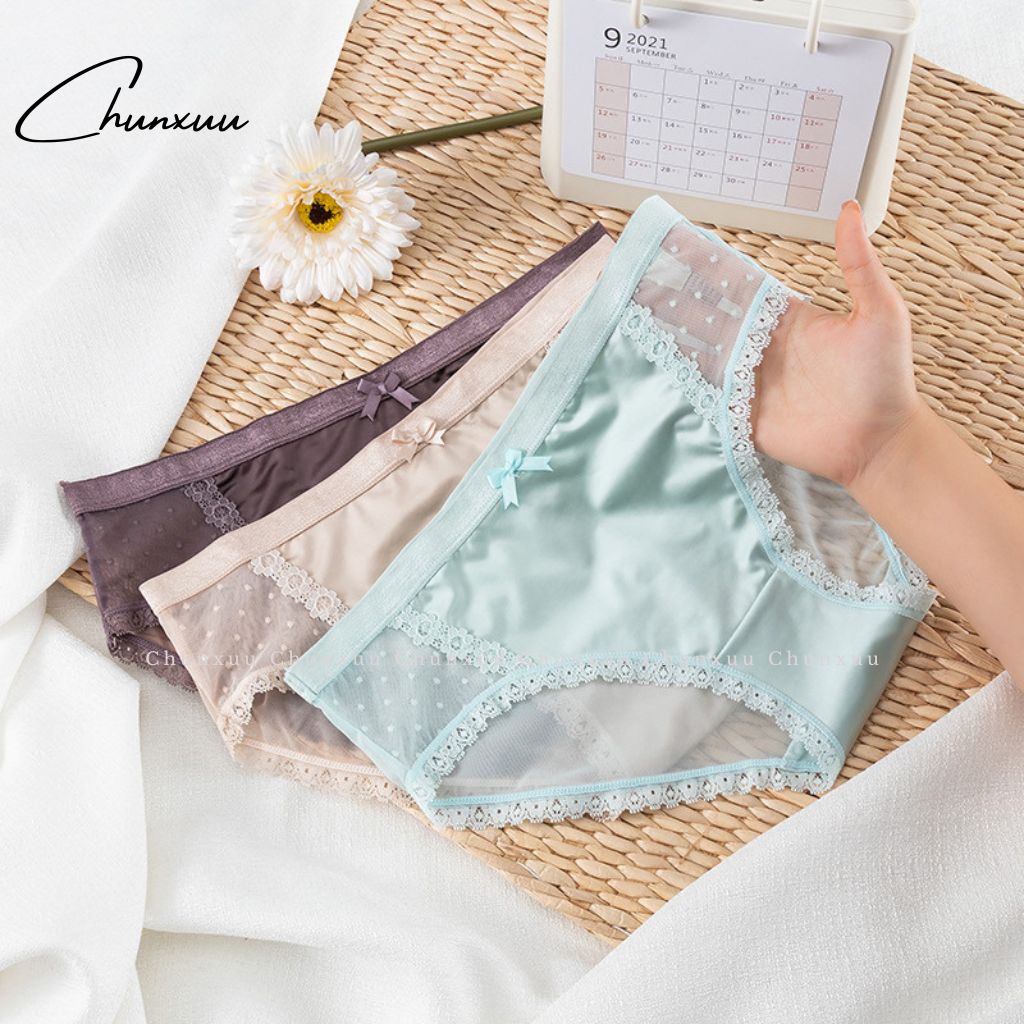 Quần lót nữ su lạnh cao cấp phối viền ren mềm mịn thoáng mát CHUNXUU - QC100