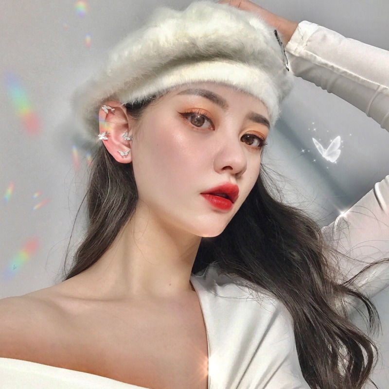 Hoa Tai Dáng Dài Hình Bướm Đính Đá Nhân Tạo Thời Trang