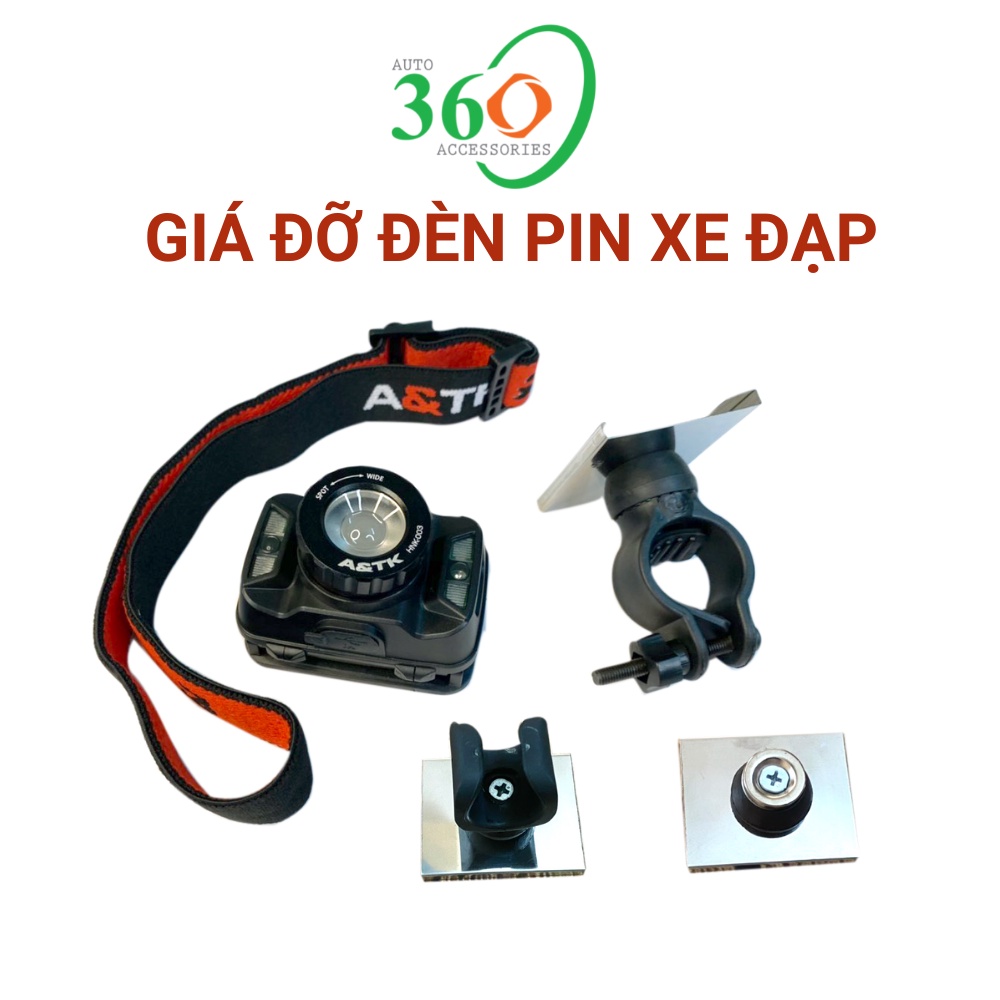 Giá đỡ đèn pin xe đạp, giá đỡ đèn pin dùng cho đèn pin đội đầu A&TK HNK-003, 3 lựa chọn