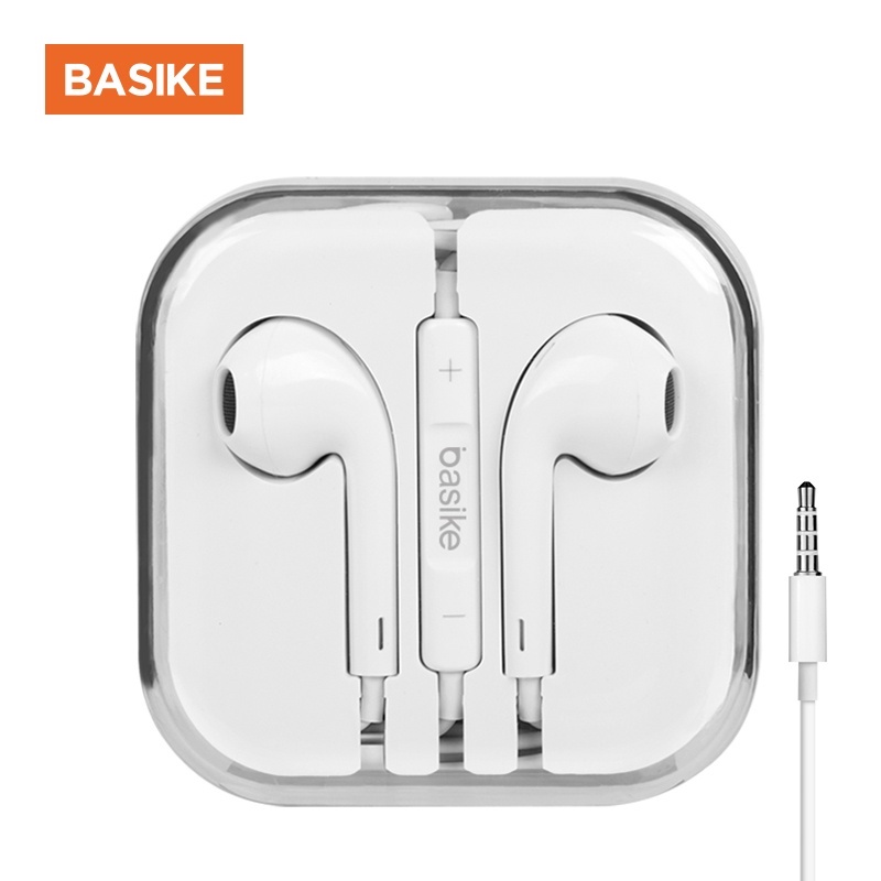 Tai Nghe Basike-MT12 Màu Trắng Có Micro Dây Dài 1.2m Với Giắc Cắm 3.5mm