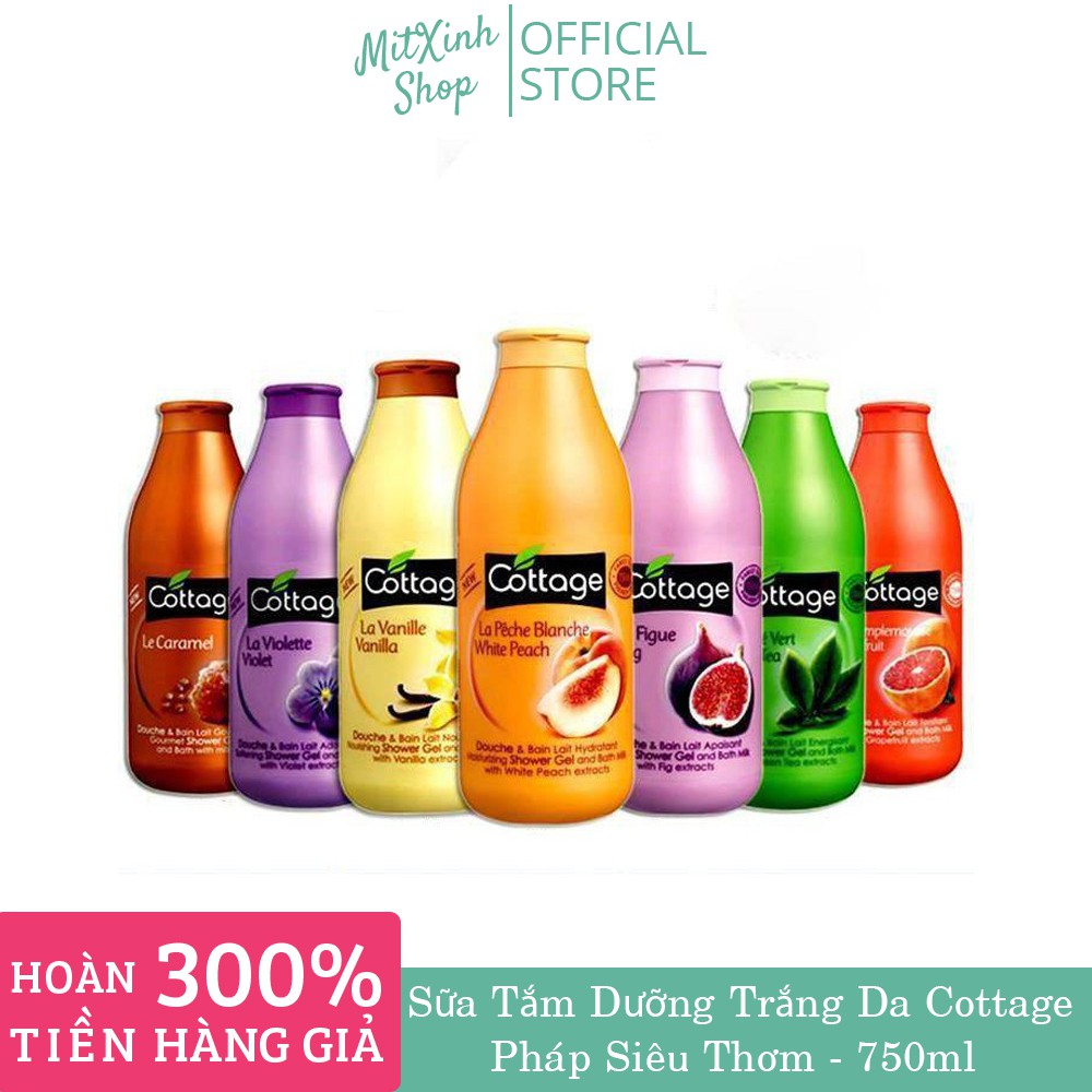 Sữa Tắm Dưỡng Trắng Da Cottage 750ml Của Pháp - Cam kết hàng chính hãng