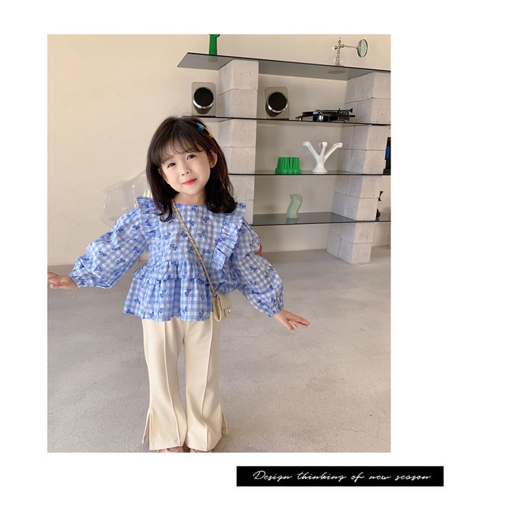 [Babycat] Hàng Có Sẵn Áo Sơ Mi Caro Nhỏ Phong Cách Hàn Quốc Nhật Bản Mới 2022 Phong Cách Phương Tây Cho Bé Gái