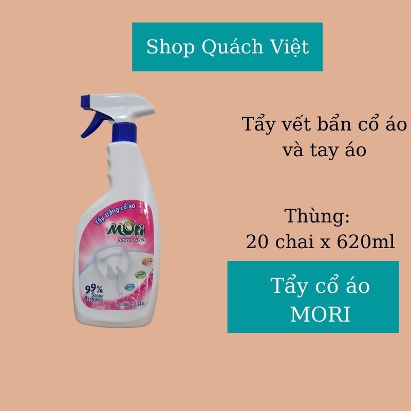 Tẩy cổ áo MORI, đánh bay vết cáu bẩn trên cổ áo và tay áo, thùng 20 chai x 620ml