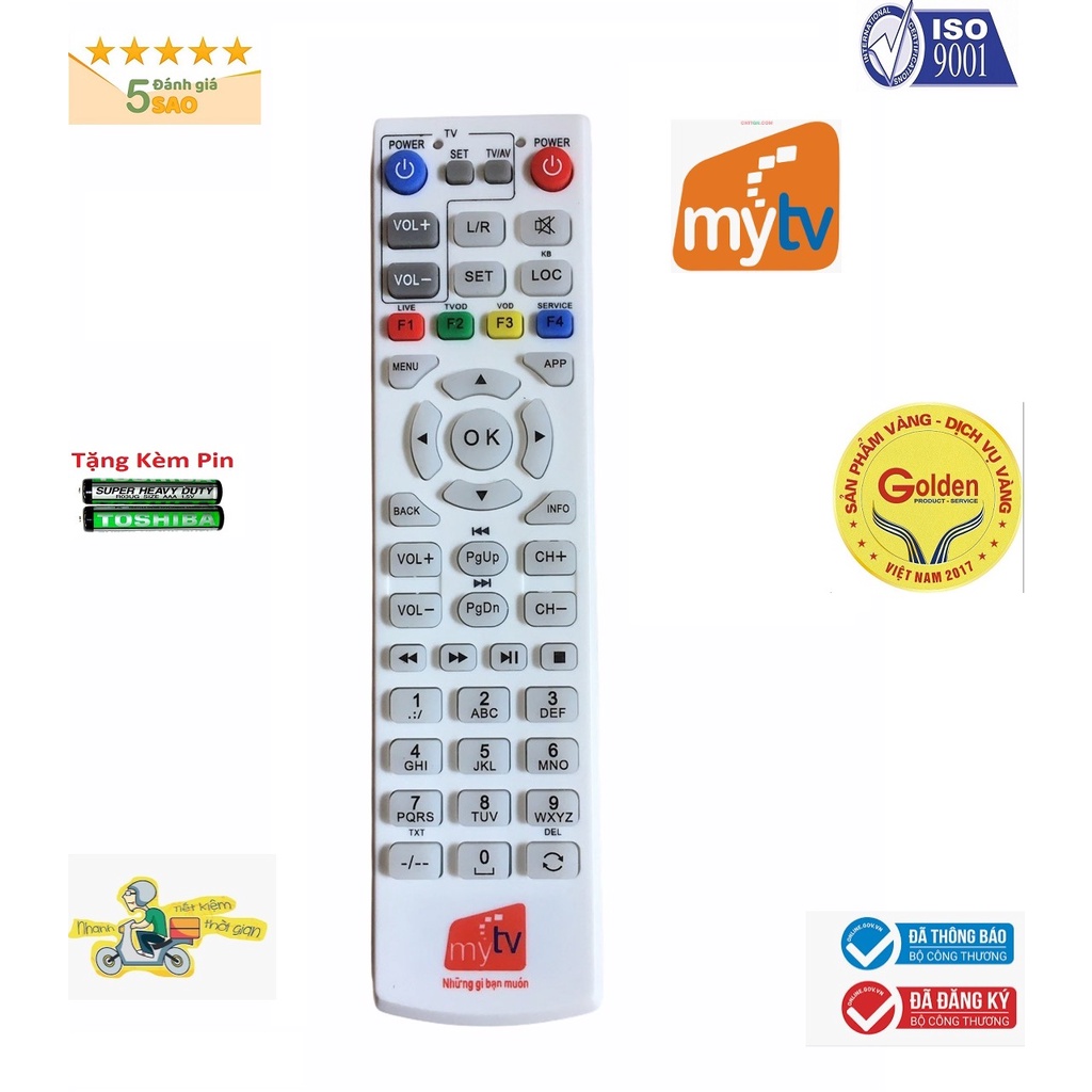 Điều Khiển MyTV - tặng kèm pin - Remote từ xa đầu thu My TV hàng zin theo máy