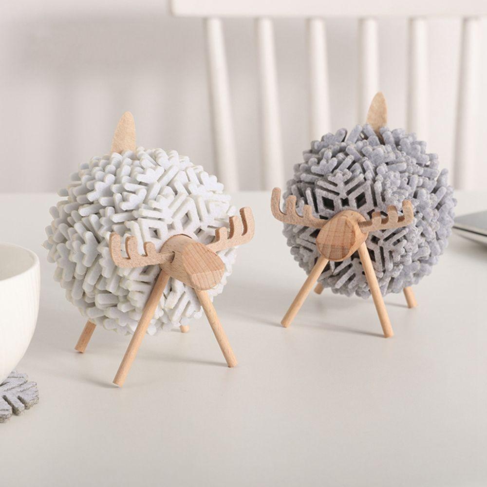 Set 12 Tấm Lót Ly Bằng Nỉ Chống Trượt Kèm Giá Đỡ Bằng Gỗ Trang Trí Bàn Ăn