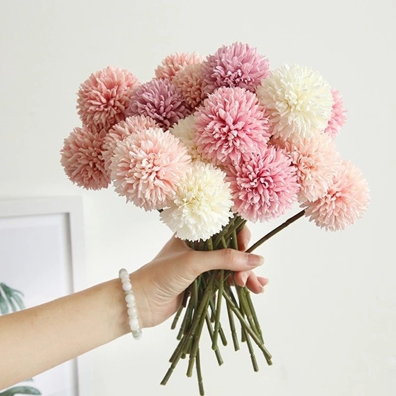 Bó Hoa Bồ Công Anh Đầu Đơn Bằng Vải Lụa Và Nhựa 29cm Trang Trí Nhà Cửa DIY