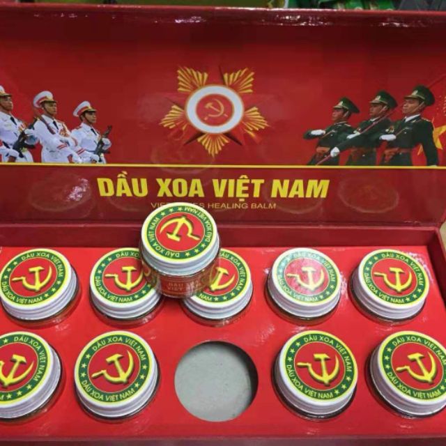 [1 hôp 10 hũ Dầu xoa Việt Nam]