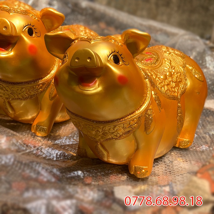 Heo đất to khổng lồ, lợn đất vàng tiết kiệm size to lớn quà cưới dài 60cm, 65cm và 70cm