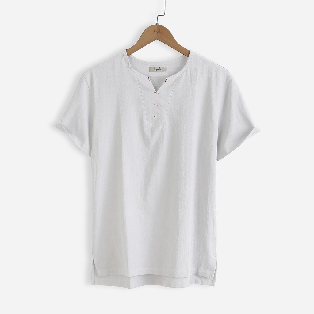 Áo Đũi Nam Cộc Tay Cổ V, Chất Đũi Tự Nhiên, Mềm, Mịn, Mát Rough | BigBuy360 - bigbuy360.vn