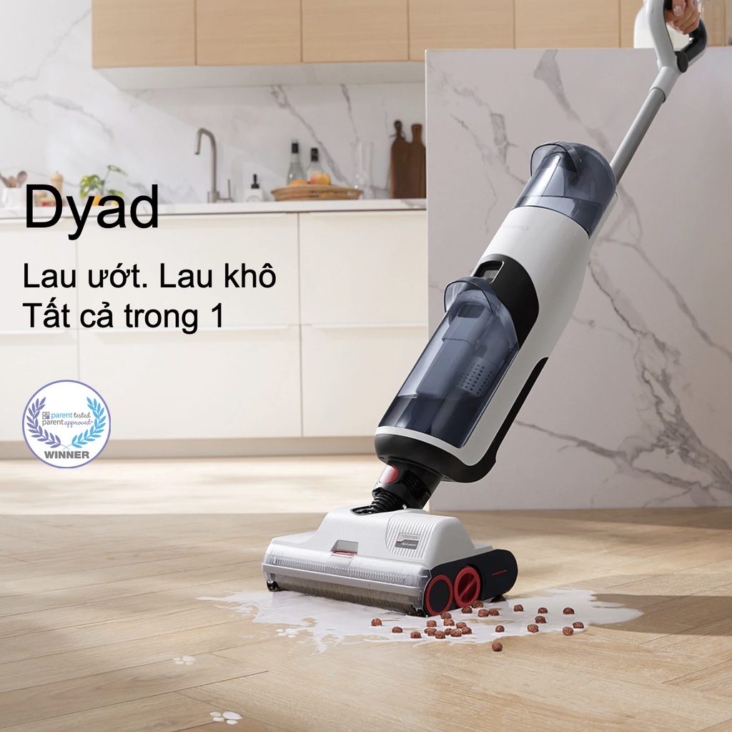 Máy lau nhà cầm tay không dây Roborock Dyad, xử lý vết bẩn khô và ướt dễ dàng, tự giặt dẽ lau, lực hút mạnh - Chính hãng