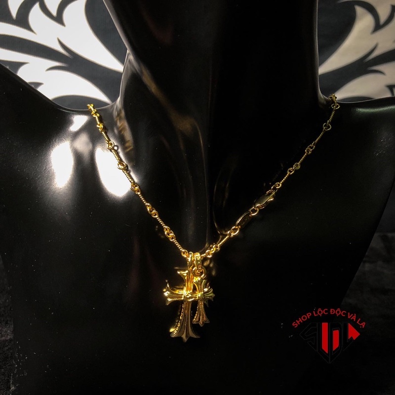 Dây chuyền Chrome Heart double Cross  mạ vàng và bạc.