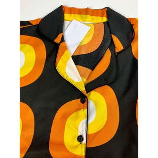 Bộ pyjama cánh dơi quần lỡ lụa Hàn họa tiết