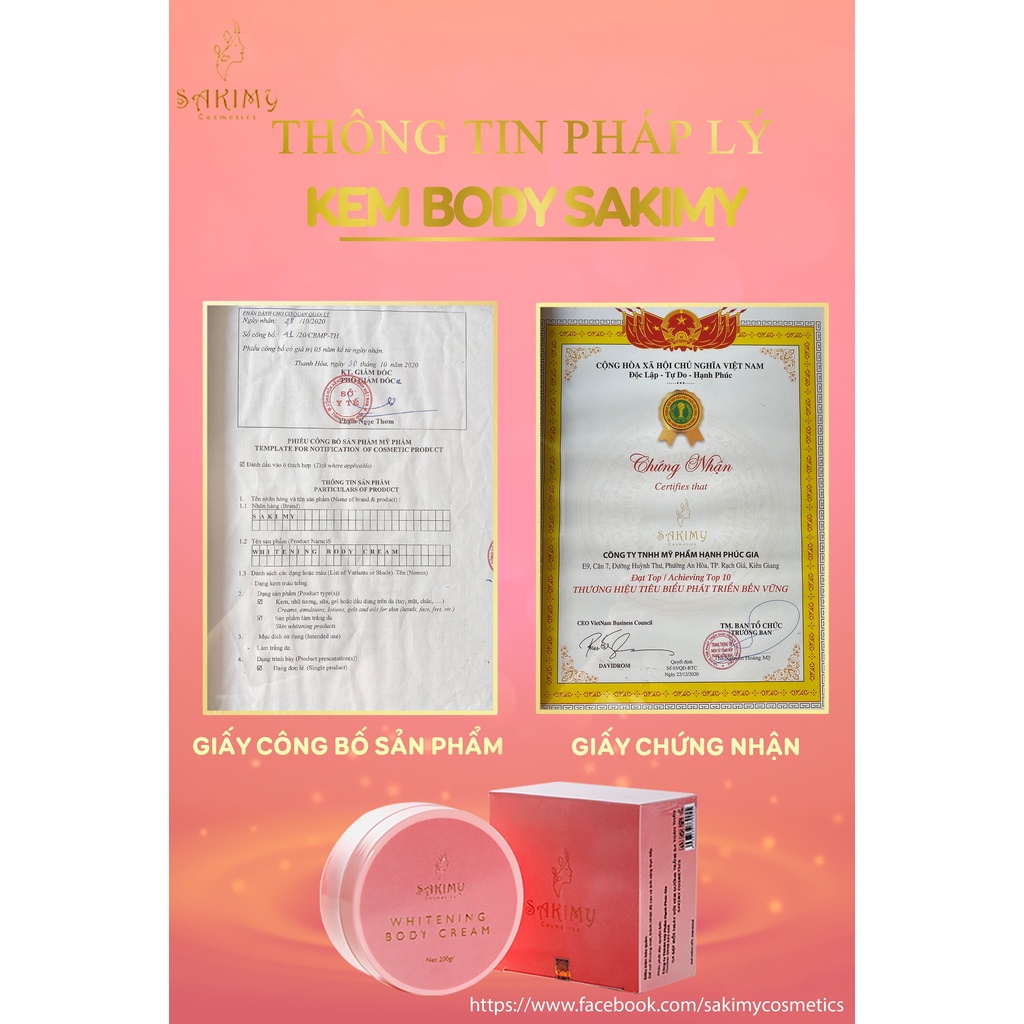 Kem dưỡng trắng da body Sakimy tặng 1 chai serum kích trắng và 1 gói ủ trắng body sakimy hàng chính hãng. | BigBuy360 - bigbuy360.vn