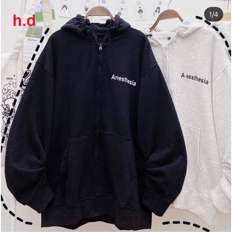 Áo khoá nỉ chữ nhỏ anes HD11