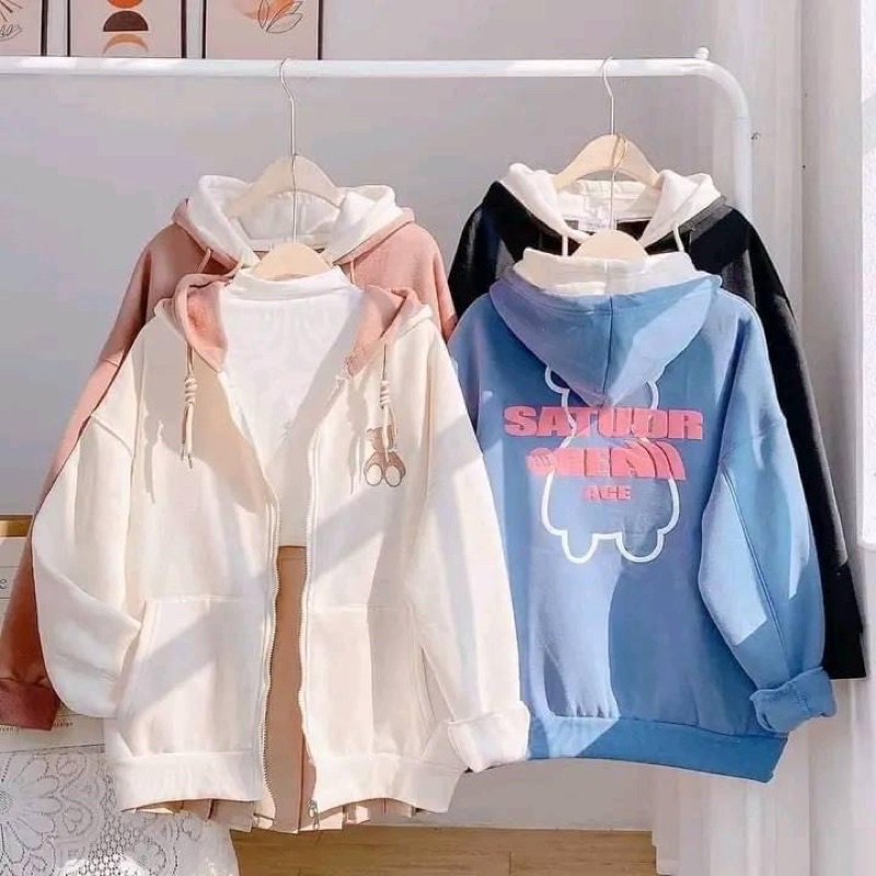 Áo Hoodie Nỉ Gấu SATUDR Unisex, Áo Nỉ Mũ 2 Lớp Dày Dặn Chất Nỉ Cotton ( kèm ảnh thật)