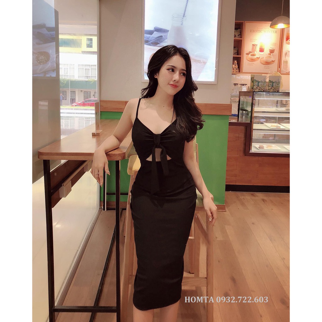 Đầm Body Hai Dây Thắt Nơ | BigBuy360 - bigbuy360.vn