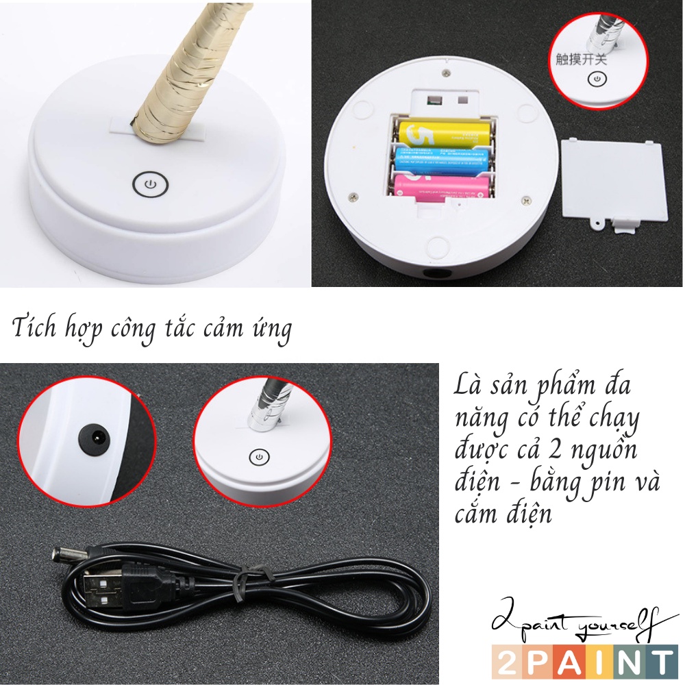 Đèn ngủ để bàn, đèn LED trang trí phòng ngủ hình cây decor (dùng Pin hoặc USB) 2PAINT