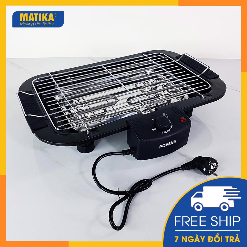 Bếp nướng điện không khói POVENA vỉ nướng điện BBQ công suất 1500w PVN-4829