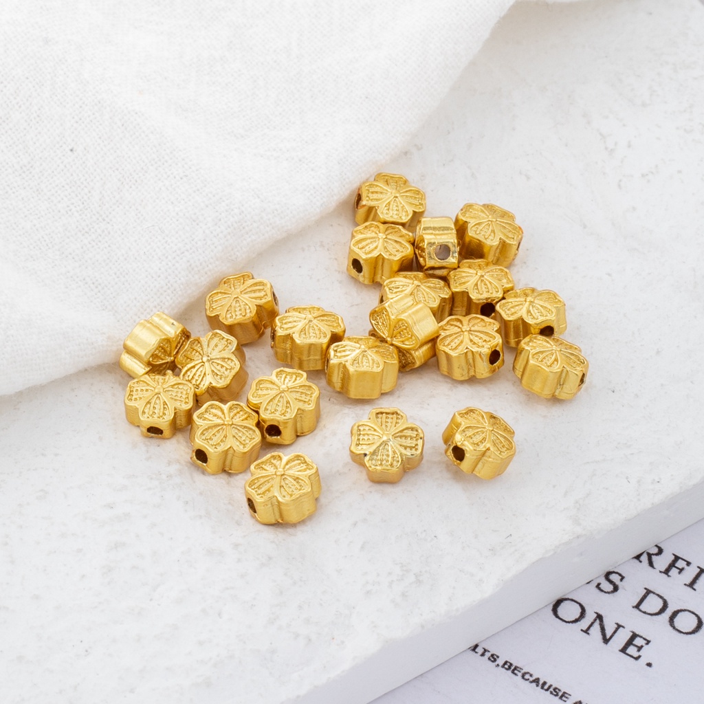 Bộ 10 Hạt Xỏ Lỗ Màu Vàng 18k Dùng Làm Trang Sức diy