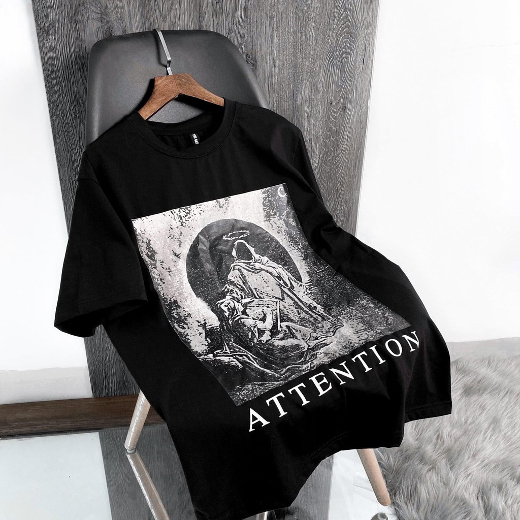 Áo thun tay lỡ Attentions, áo phông cotton nam nữ 1hit_unisex