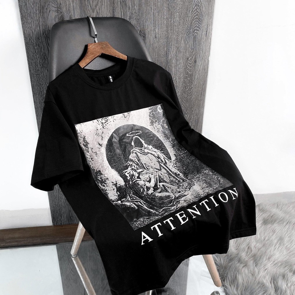 Áo thun tay lỡ Attention, áo phông cotton nam nữ unisex, MSW Town