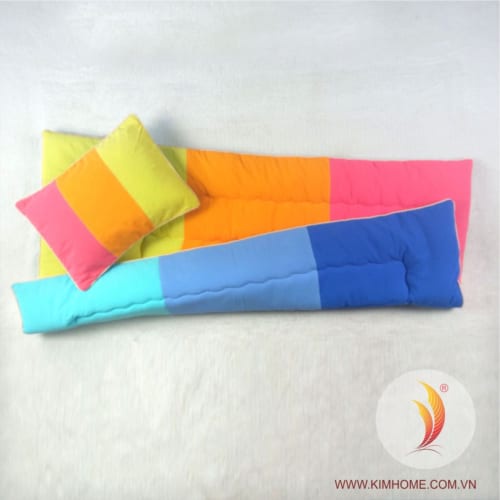 Bộ nệm gối nhà trẻ kara 6 màu Kimhome cho bé đi mẫu giáo 1 đến 5 tuổi.