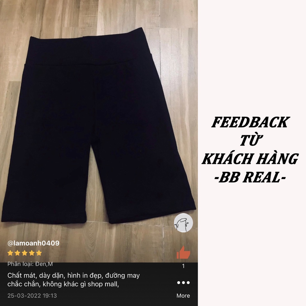 Quần biker short legging đùi nữ lửng cạp cao vải gân cotton co giãn 4 chiều - BB REAL