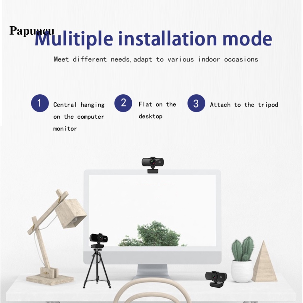 Camera xoay 360 độ kèm micro 2K cho máy tính | BigBuy360 - bigbuy360.vn