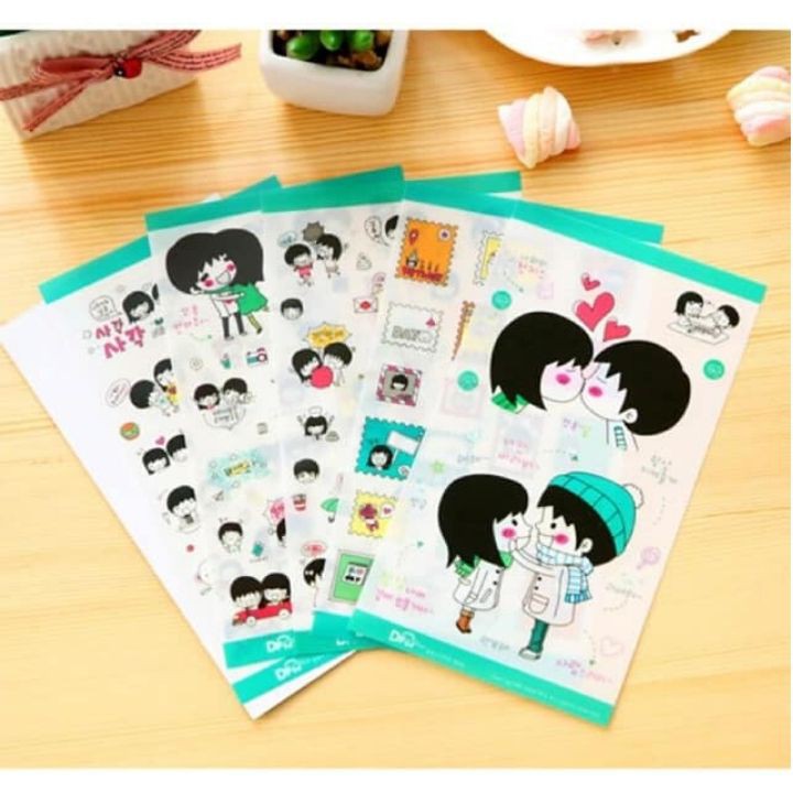 Combo 6 Miếng Dán Trang Trí Sticker Trang Trí Sticker Ngộ Nghĩnh Phong Cách Hàn Quốc Dễ Thương